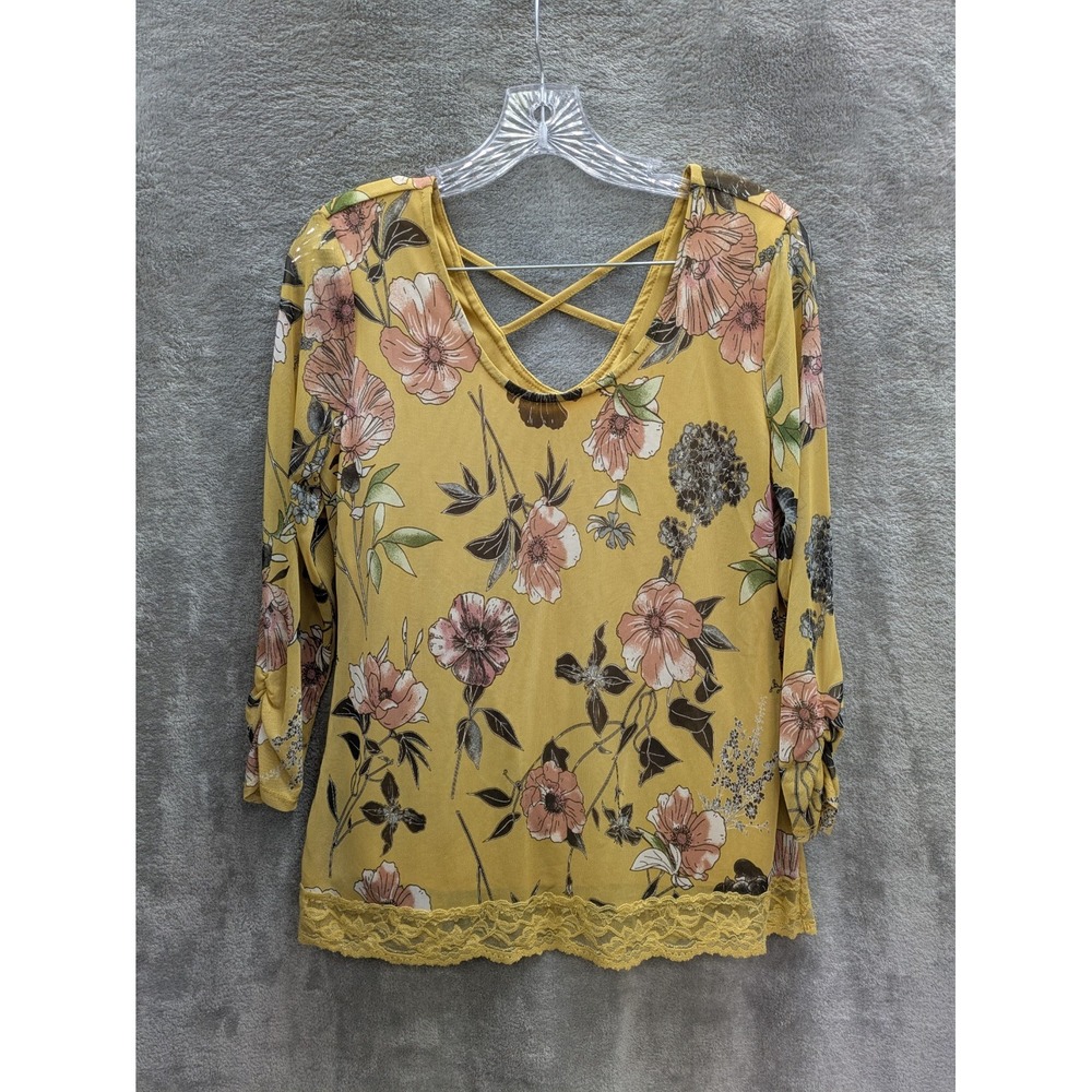 Floral Top Women's Medium Boho Fairycore Casual Strappy Back Detail‎ No Tags